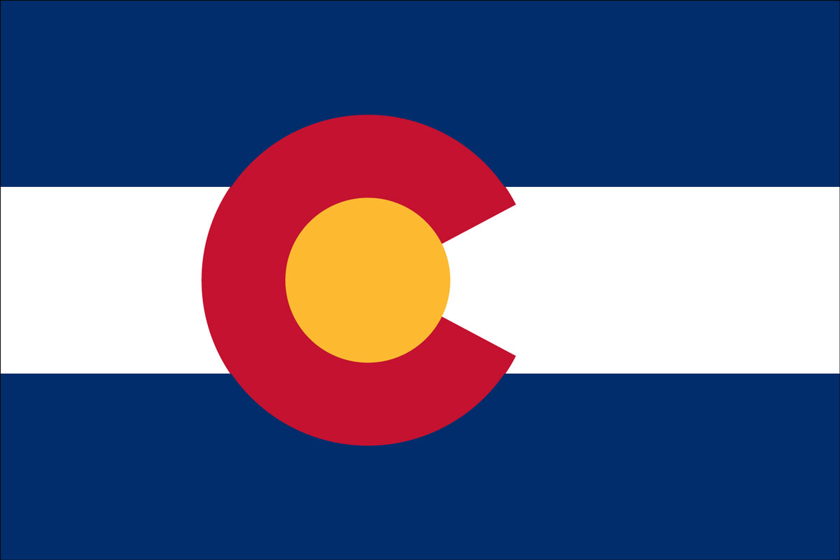 12x18" poly flag on a stick of State of Colorado - 12x18" polyester flag of the State of Colorado.<BR>Combines with our other 12x18" polyester flags for discounts.